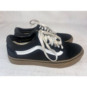 Vans Mens Off The Wall 500714 Black Tan Sole Casual Shoes Sneakers Size 8W 6.5M